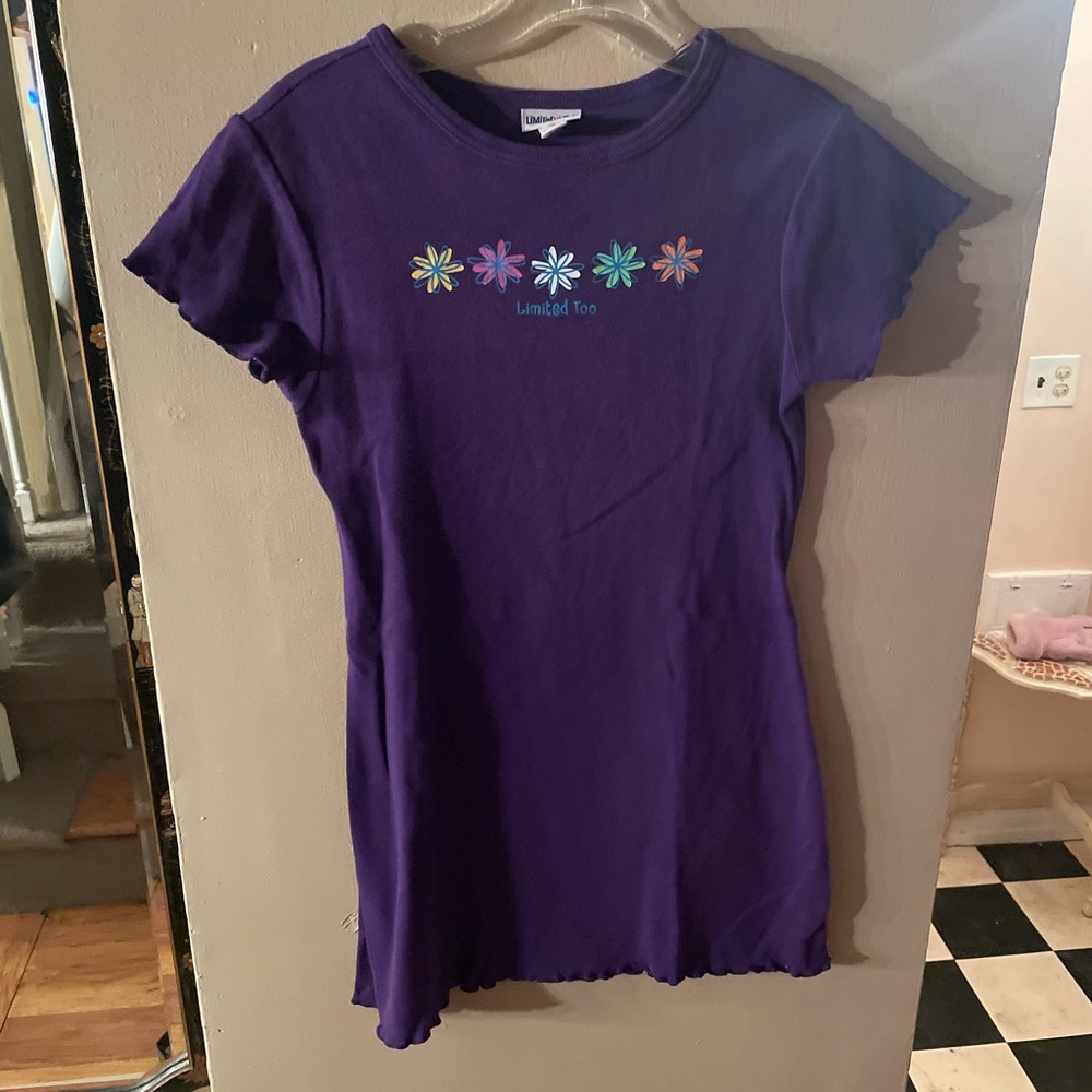 Vintage 90s girls Limited Too Purple Dress with Floral Design